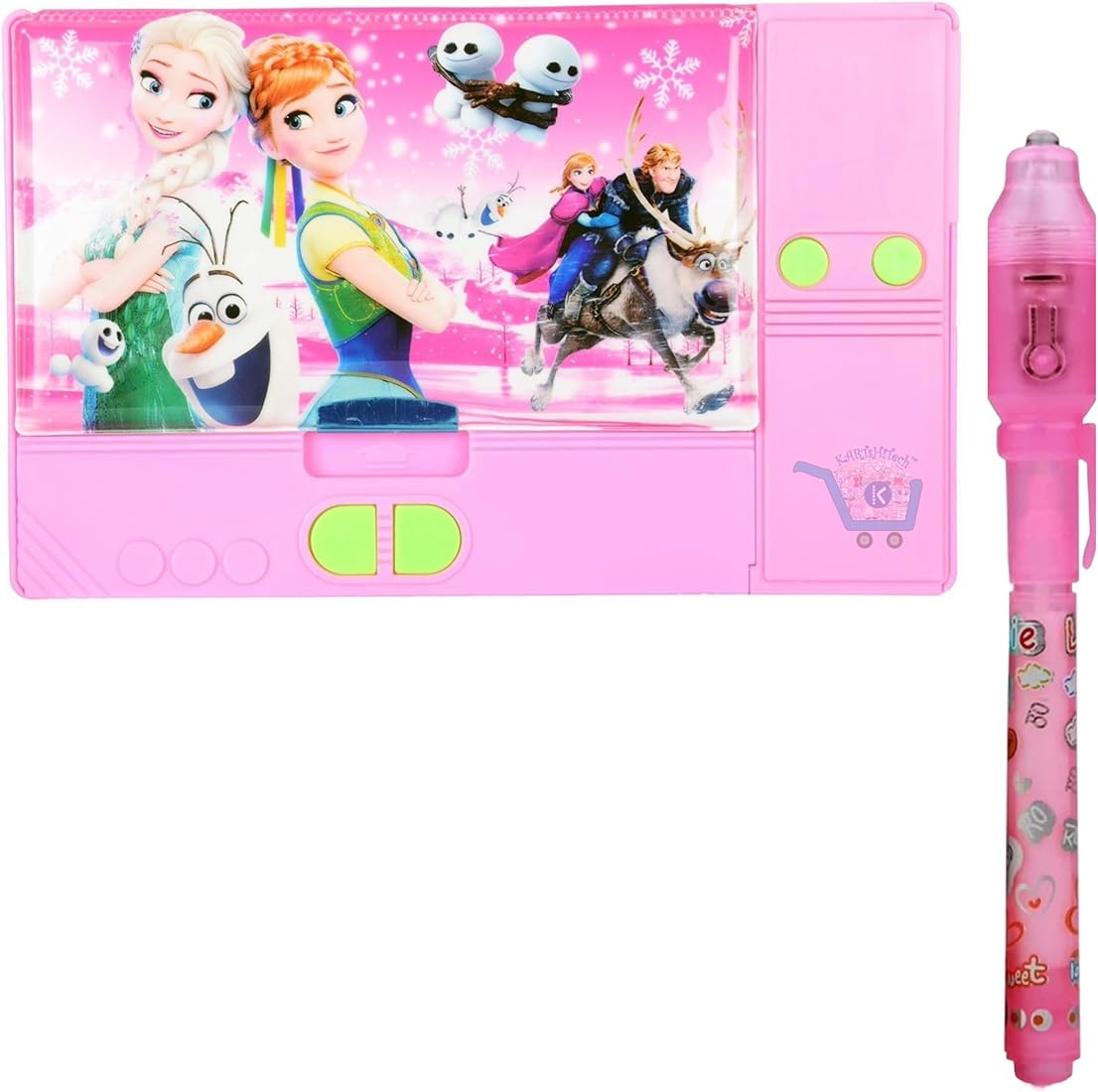 KartsHiTech® Frozen Jumbo Pencil Box for Girls -Double Sided